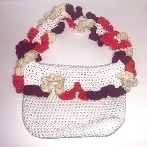 Handmade Crochet Bag with Ruffled Strap